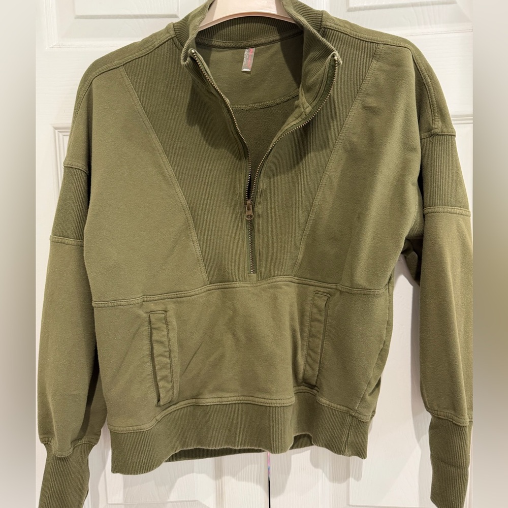 Free People Movement Olive Half-Zip Pullover Sweater